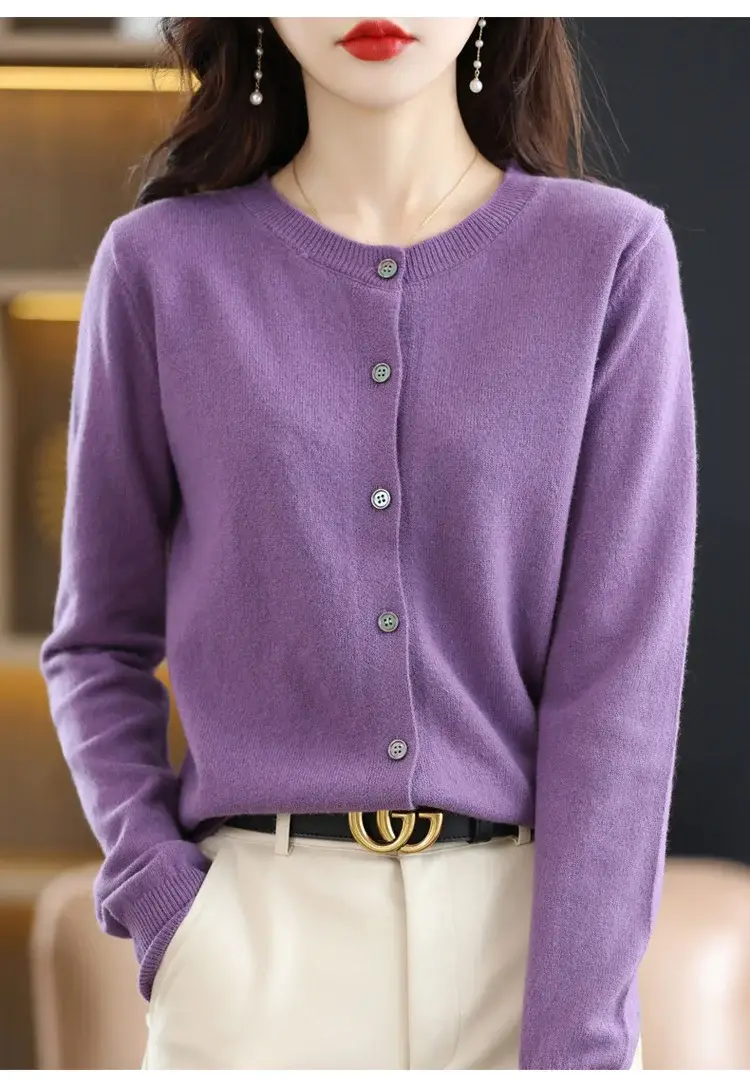 Women's 2023 Knitted Cardigan Red Long Sleeve — feature 14