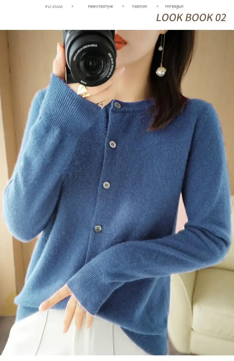 Women's 2023 Knitted Cardigan Red Long Sleeve — feature 16