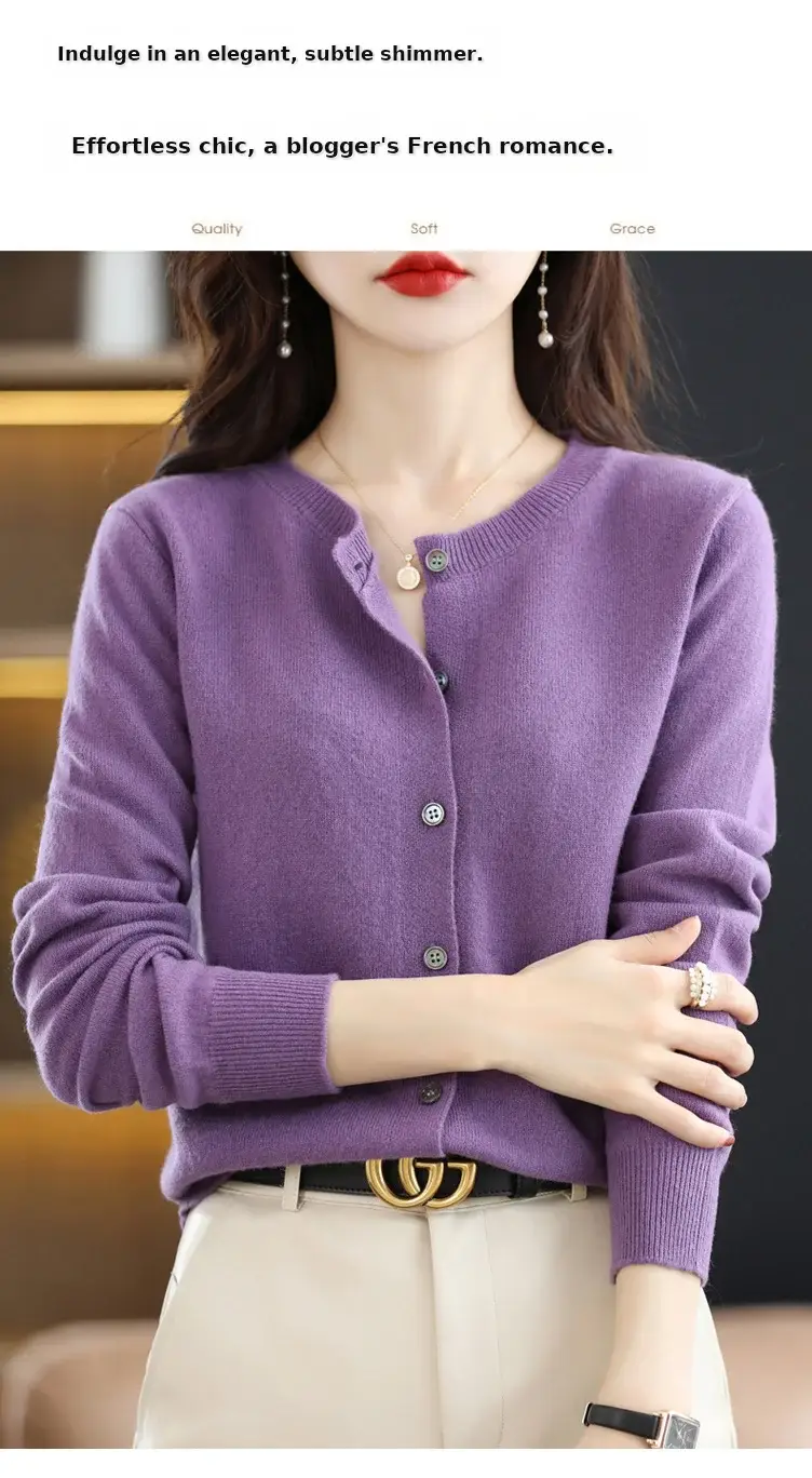 Women's 2023 Knitted Cardigan Red Long Sleeve — feature 2