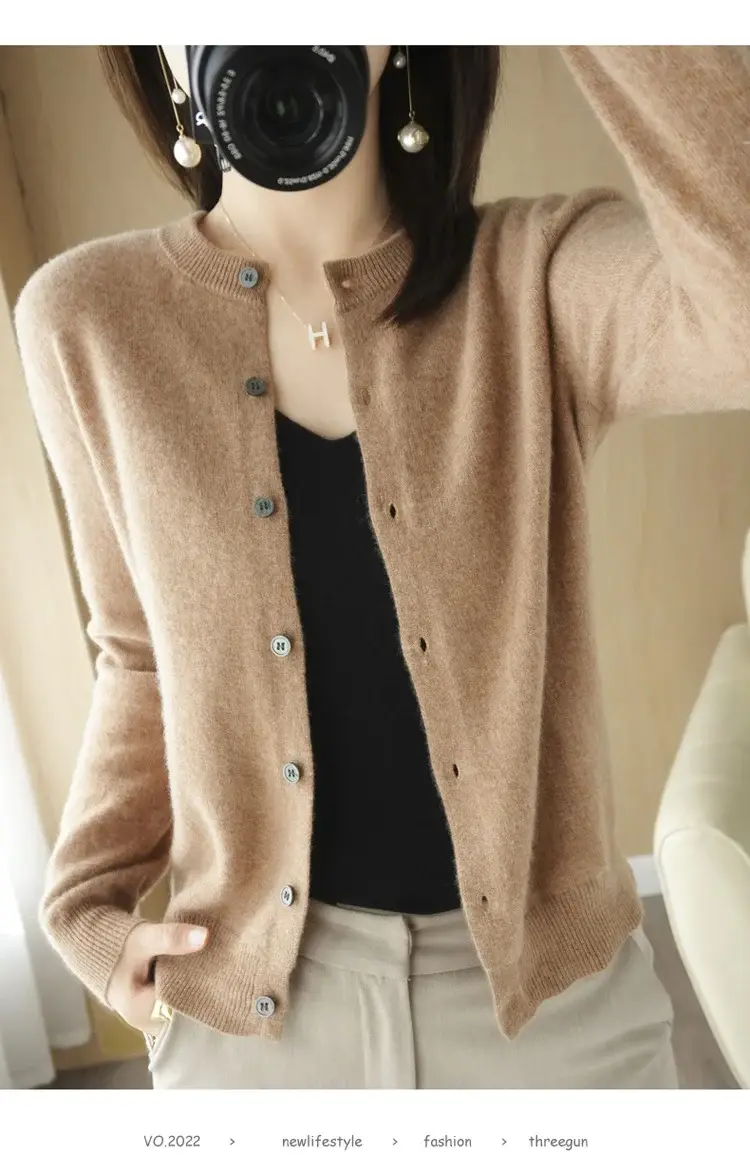 Women's 2023 Knitted Cardigan Red Long Sleeve — feature 21