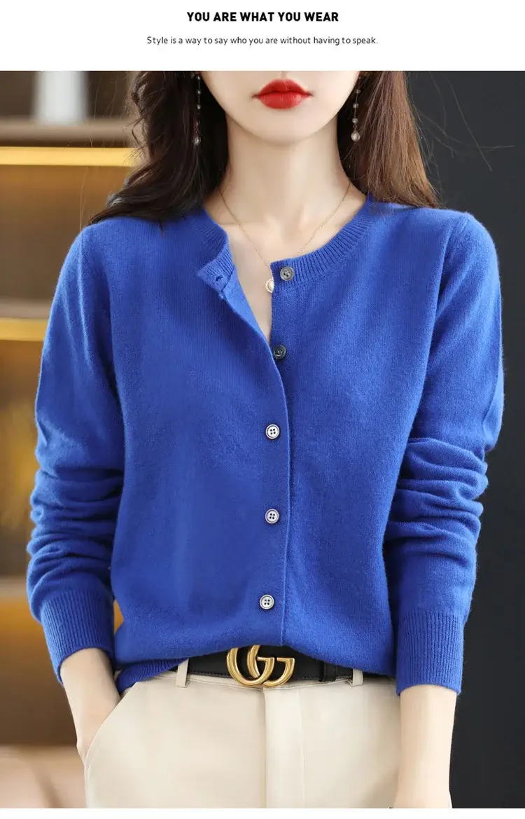 Women's 2023 Knitted Cardigan Red Long Sleeve — feature 22