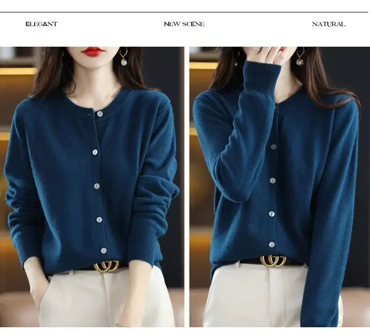 Women's 2023 Knitted Cardigan Red Long Sleeve — feature 27