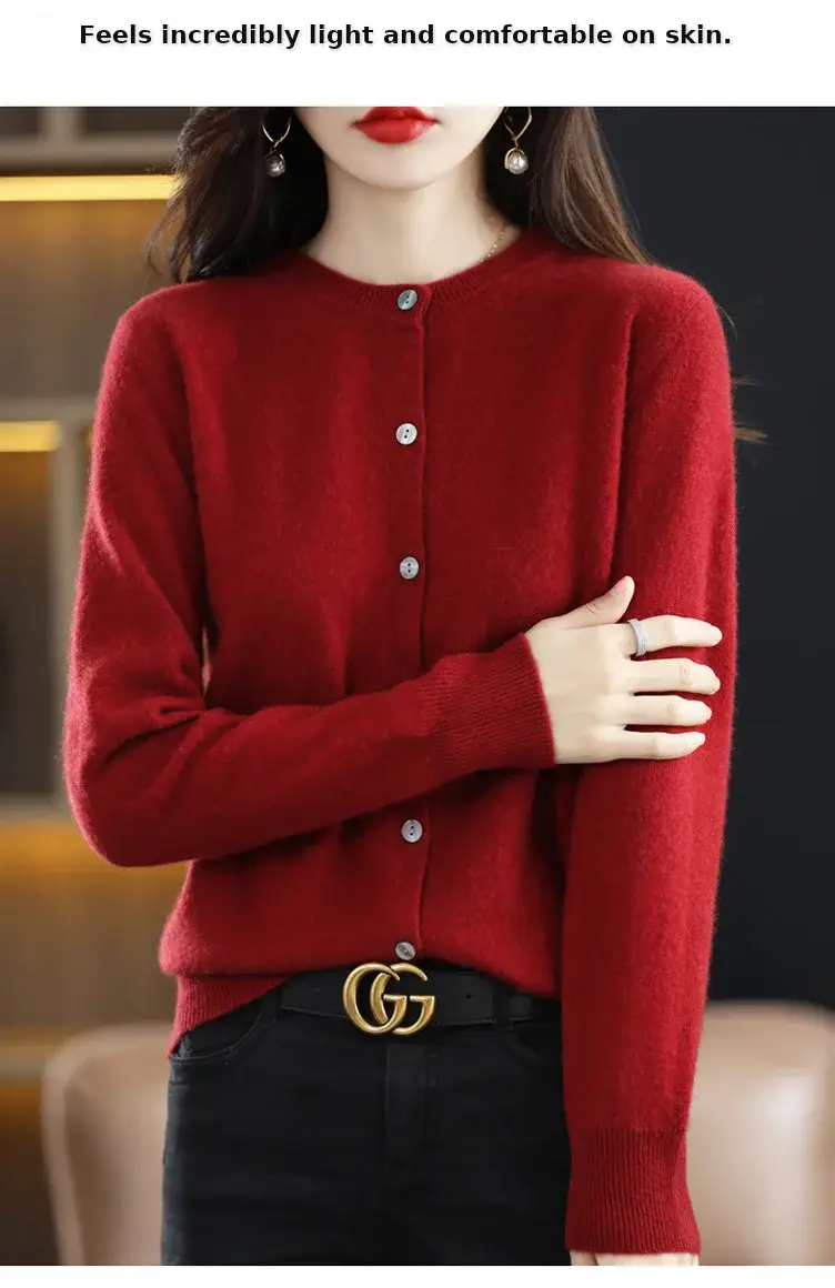 Women's 2023 Knitted Cardigan Red Long Sleeve — feature 29
