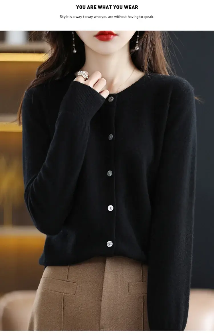 Women's 2023 Knitted Cardigan Red Long Sleeve — feature 31