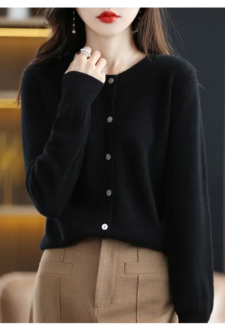 Women's 2023 Knitted Cardigan Red Long Sleeve — feature 32