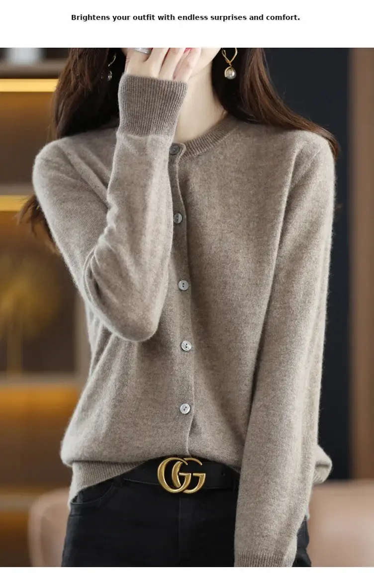 Women's 2023 Knitted Cardigan Red Long Sleeve — feature 33