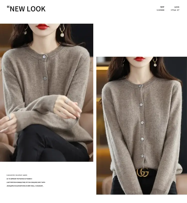 Women's 2023 Knitted Cardigan Red Long Sleeve — feature 34