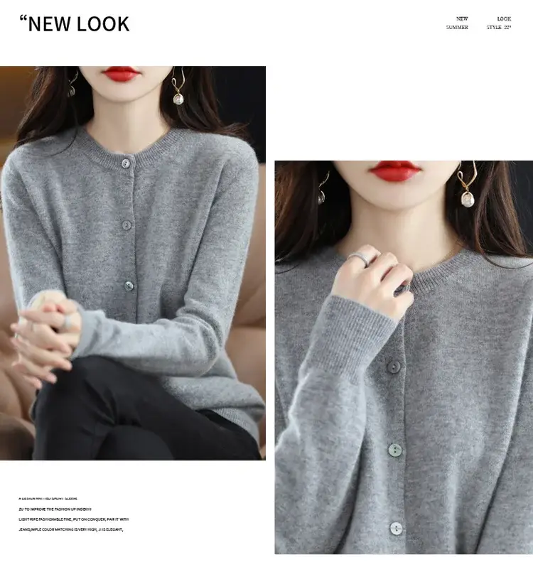Women's 2023 Knitted Cardigan Red Long Sleeve — feature 37