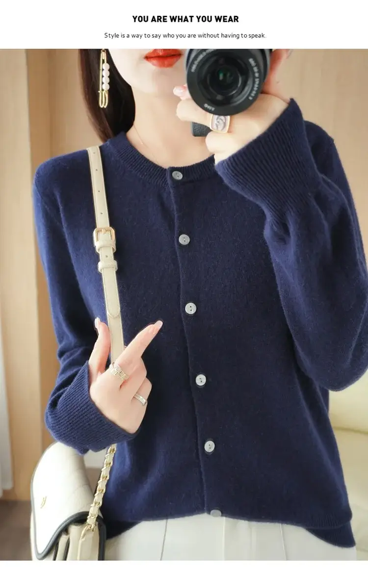 Women's 2023 Knitted Cardigan Red Long Sleeve — feature 38