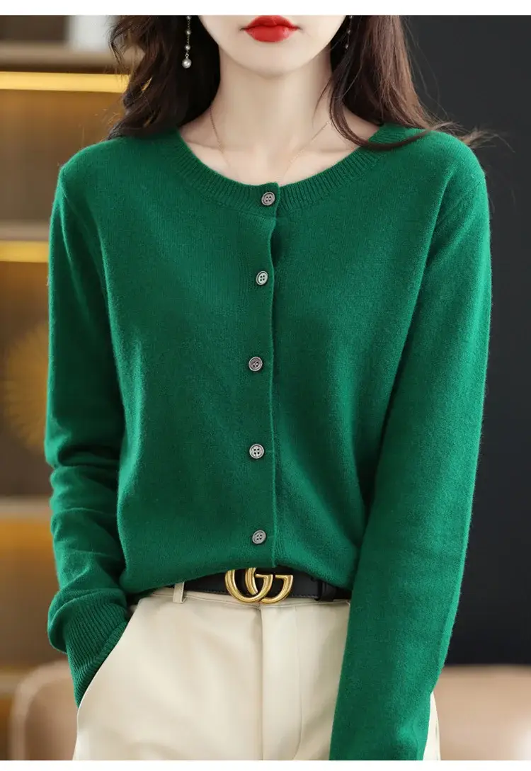 Women's 2023 Knitted Cardigan Red Long Sleeve — feature 6