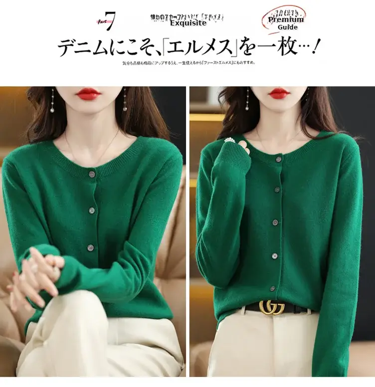 Women's 2023 Knitted Cardigan Red Long Sleeve — feature 7
