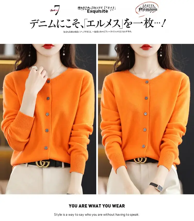 Women's 2023 Knitted Cardigan Red Long Sleeve — feature 9
