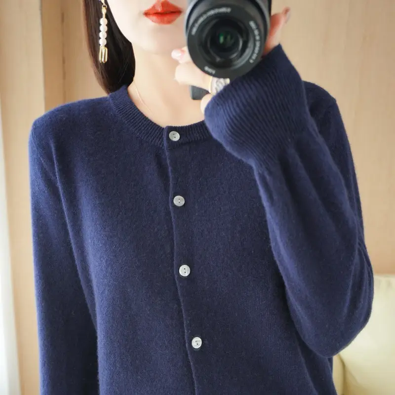 Women's 2023 Knitted Cardigan Red Long Sleeve - Image 11