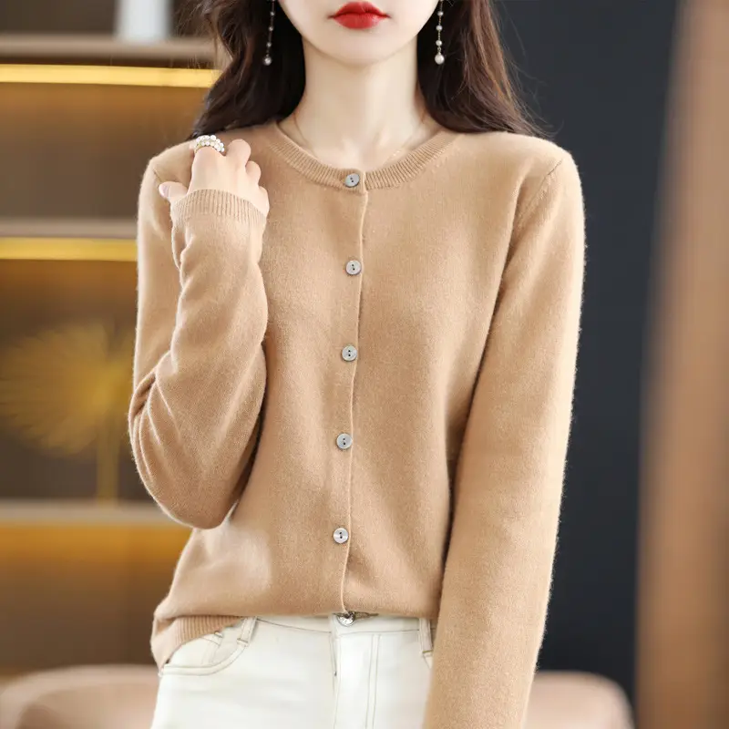 Women's 2023 Knitted Cardigan Red Long Sleeve - Image 3