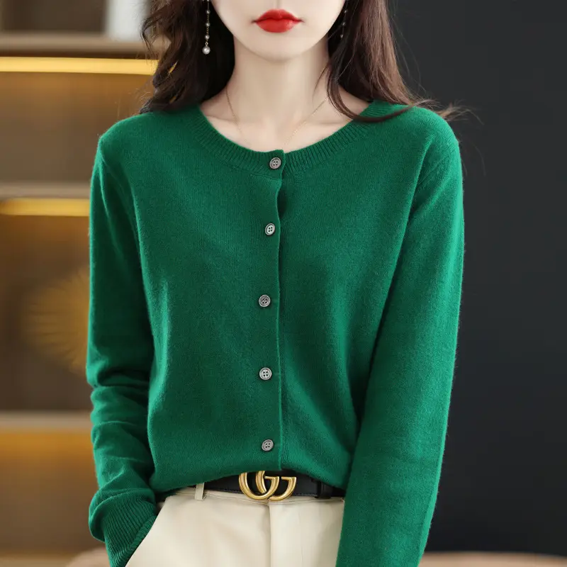 Women's 2023 Knitted Cardigan Red Long Sleeve - Image 5