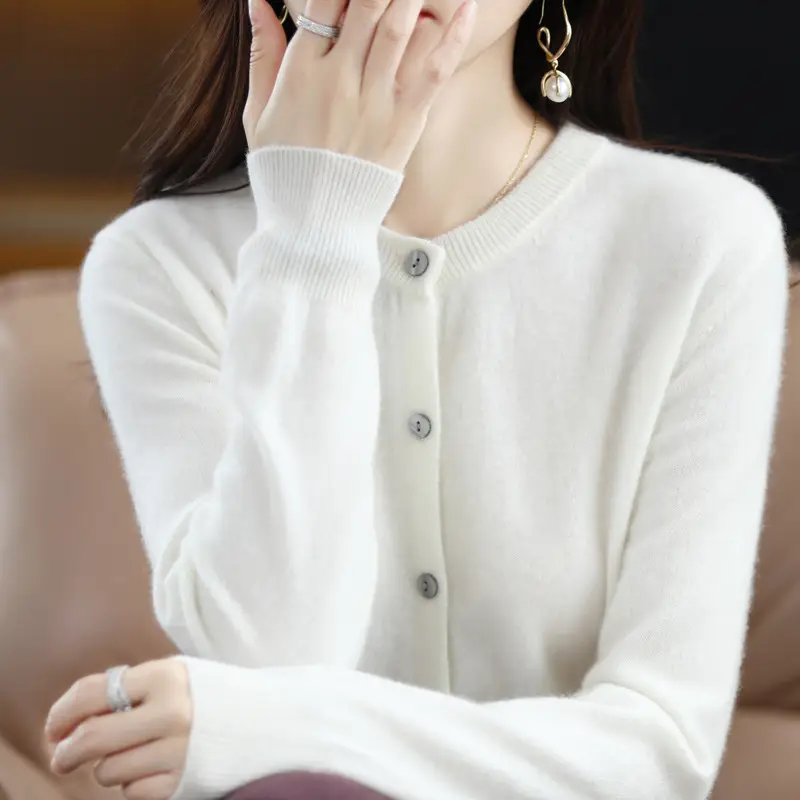 Women's 2023 Knitted Cardigan Red Long Sleeve - Image 8