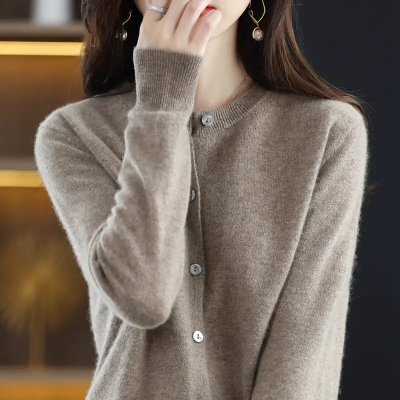 Women's 2023 Knitted Cardigan Red Long Sleeve - Image 9