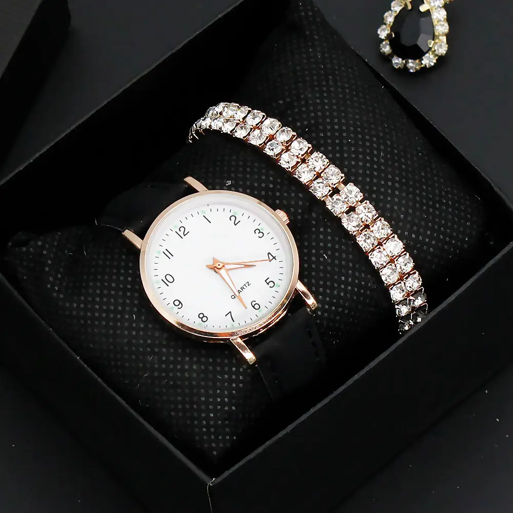 Women's Pink Leather Watch with Crystal Belt — feature 6