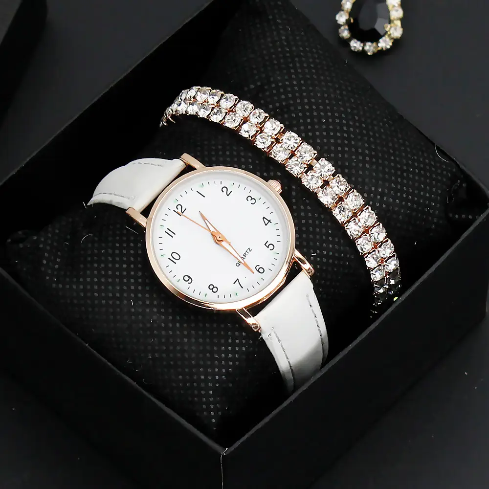 Women's Pink Leather Watch with Crystal Belt — feature 8
