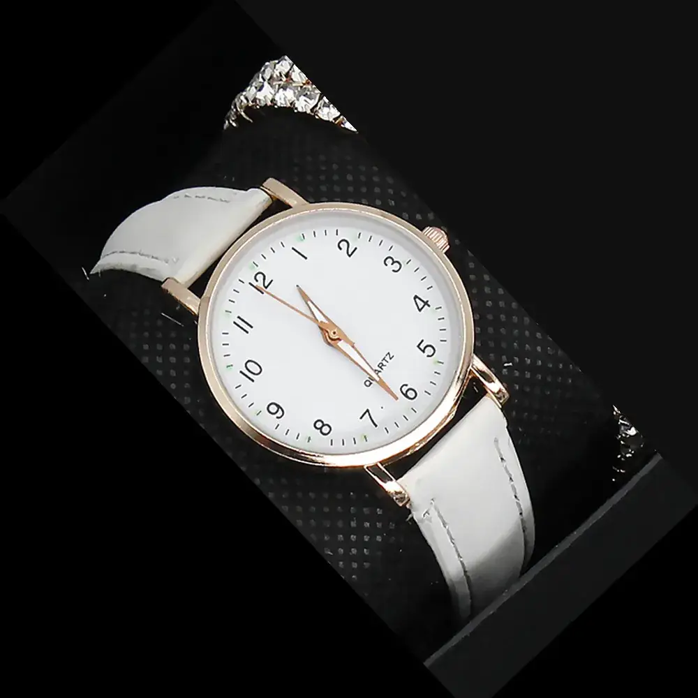 Women's Pink Leather Watch with Crystal Belt - Image 8