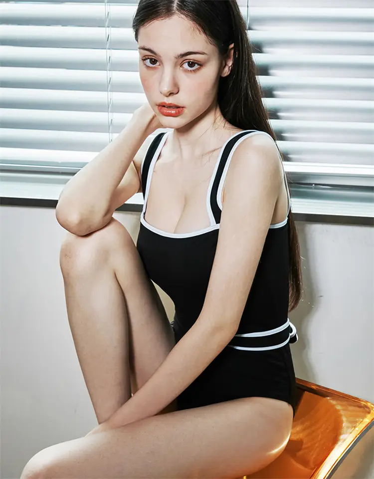 2022 Korean Style Black Belted One-Piece Swimwear — feature 11