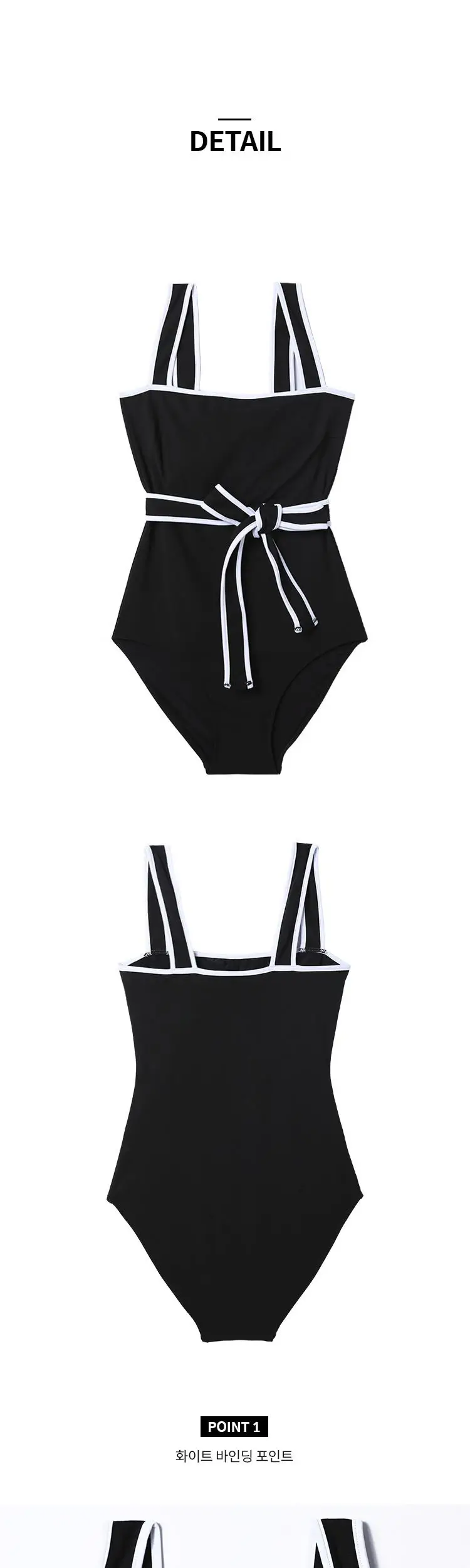 2022 Korean Style Black Belted One-Piece Swimwear — feature 26