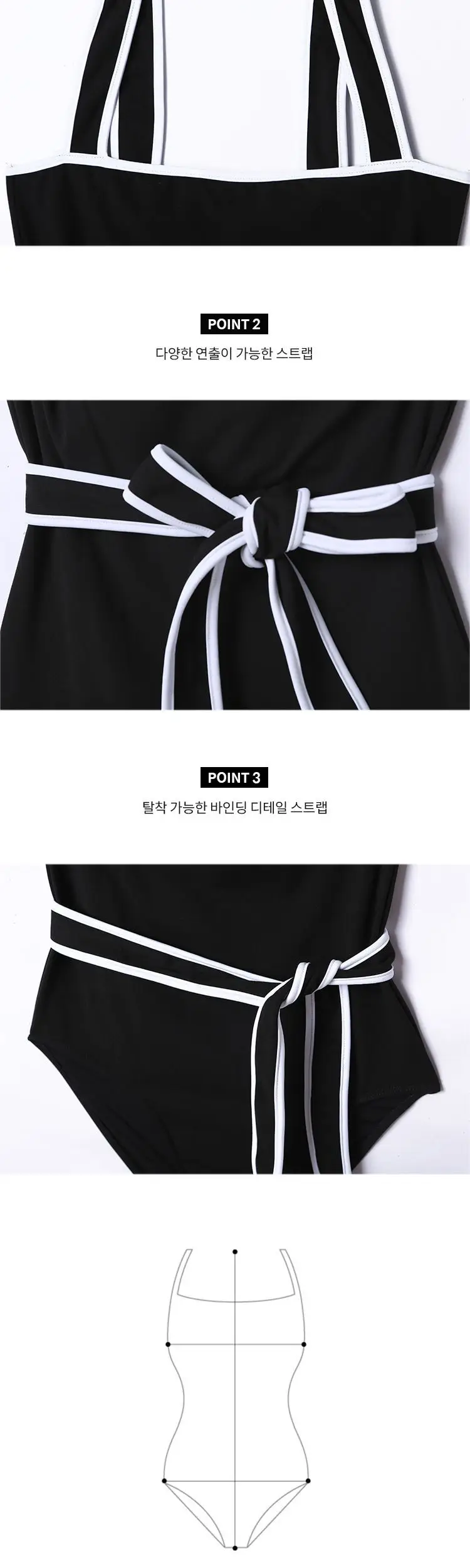 2022 Korean Style Black Belted One-Piece Swimwear — feature 27