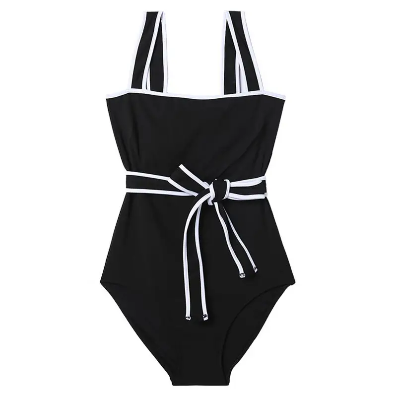 2022 Korean Style Black Belted One-Piece Swimwear — feature 7