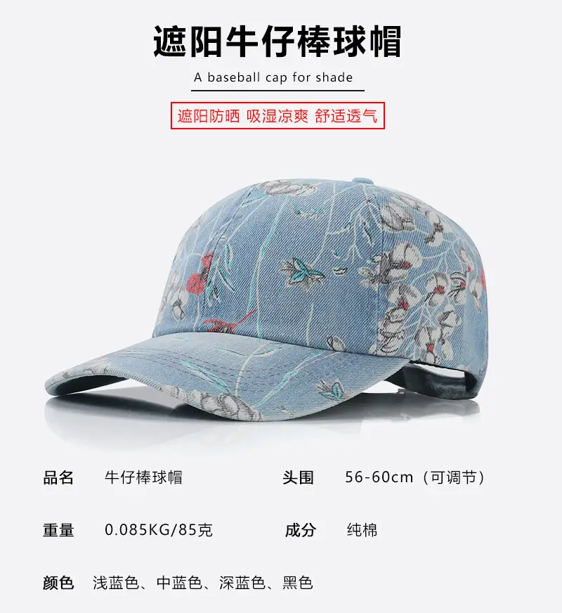 Four Seasons Printed Denim Cap for Men Women — feature 2