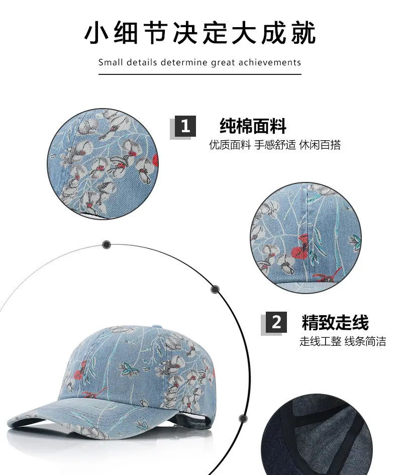 Four Seasons Printed Denim Cap for Men Women — feature 3