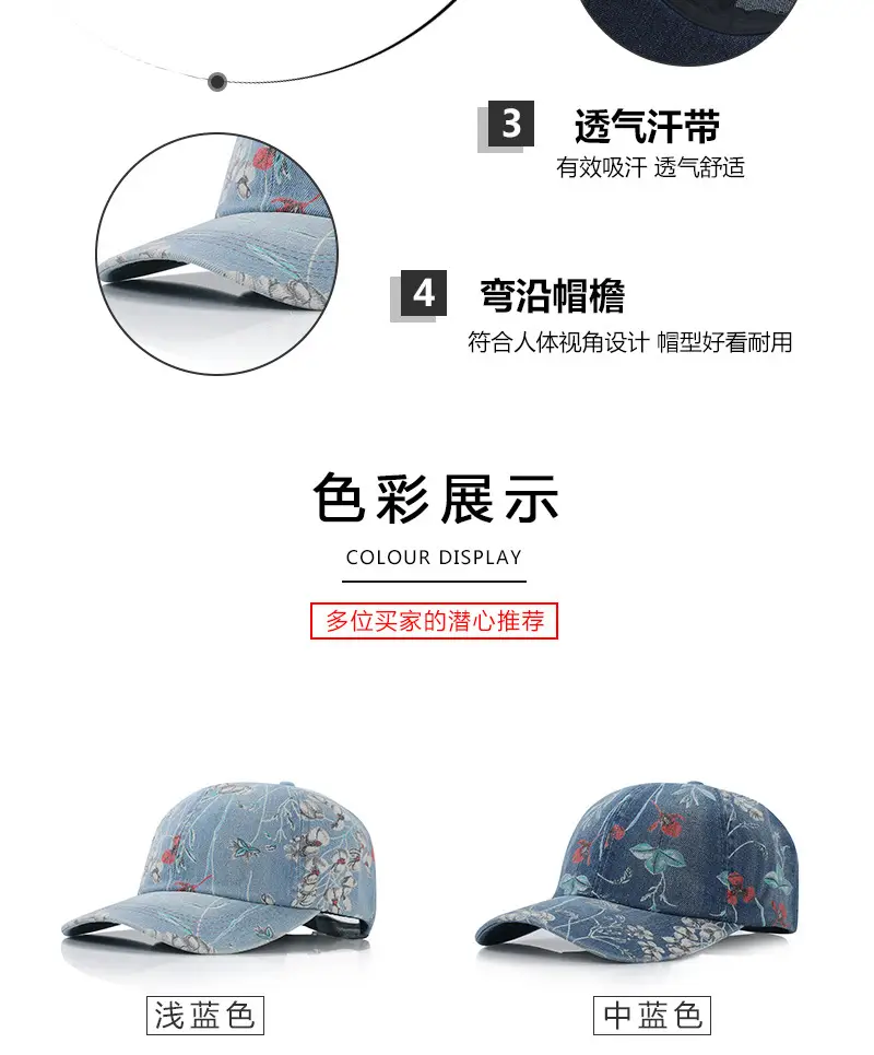 Four Seasons Printed Denim Cap for Men Women — feature 4