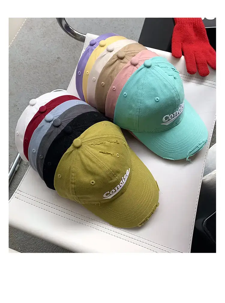 White Cotton Baseball Cap with Red Embroidered "Concise" Design — feature 13