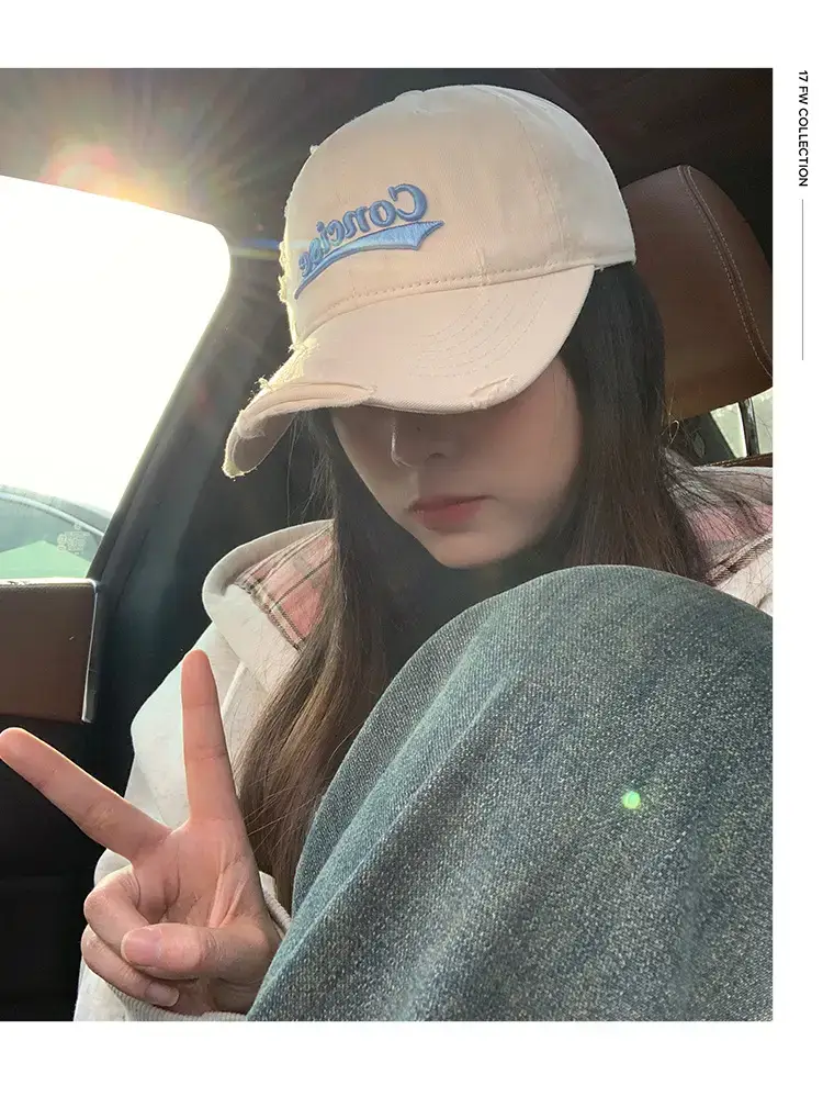 White Cotton Baseball Cap with Red Embroidered "Concise" Design — feature 6
