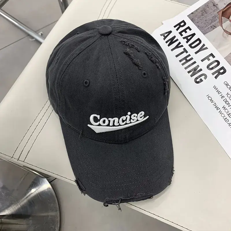 White Cotton Baseball Cap with Red Embroidered "Concise" Design - Image 8