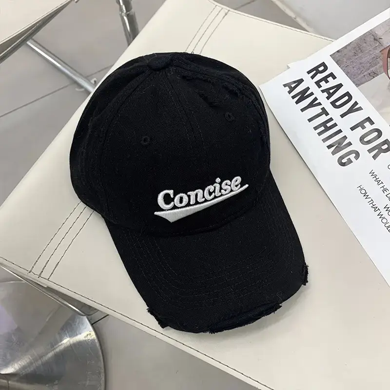 White Cotton Baseball Cap with Red Embroidered "Concise" Design - Image 7