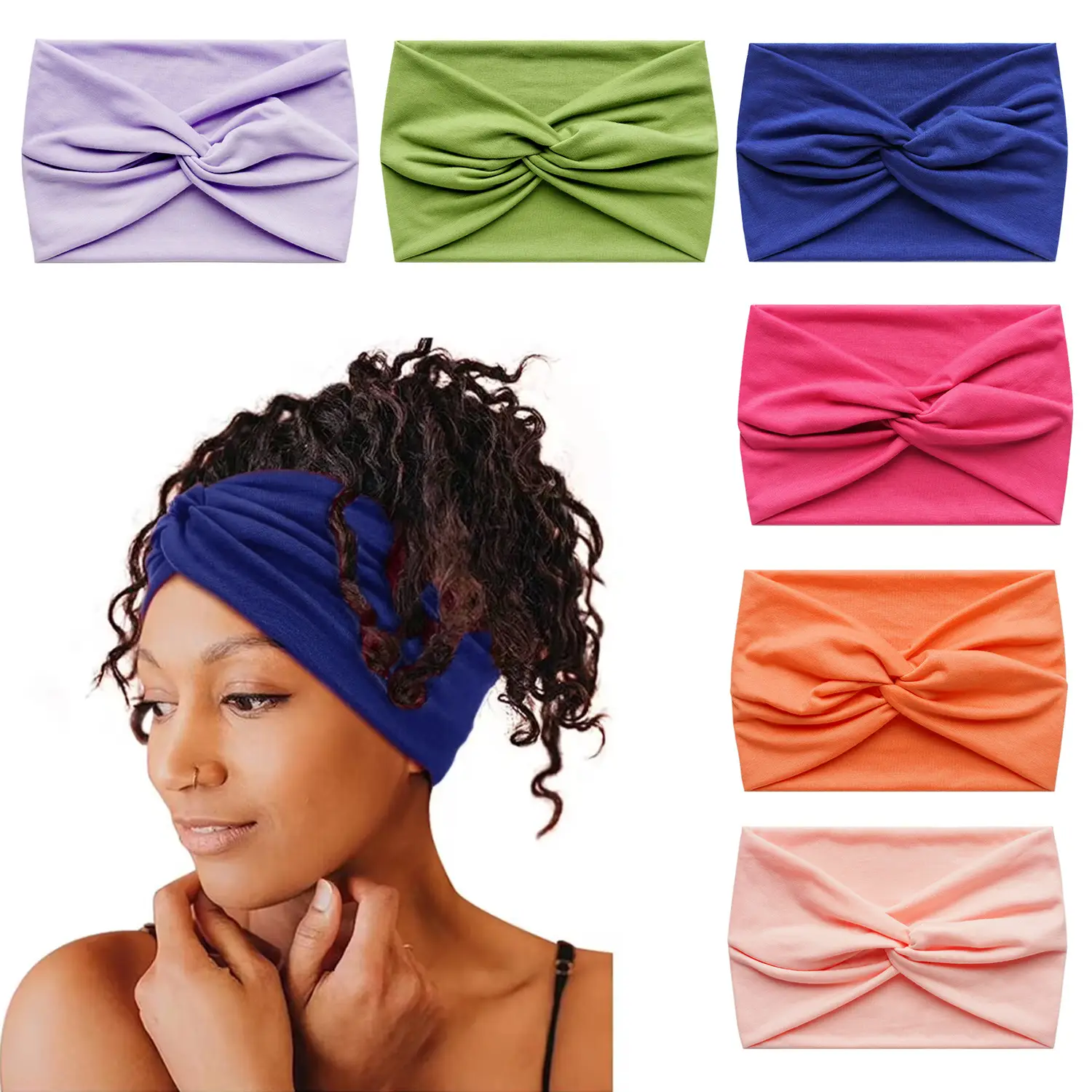Pink Cross Elastic Sports Yoga Hair Band