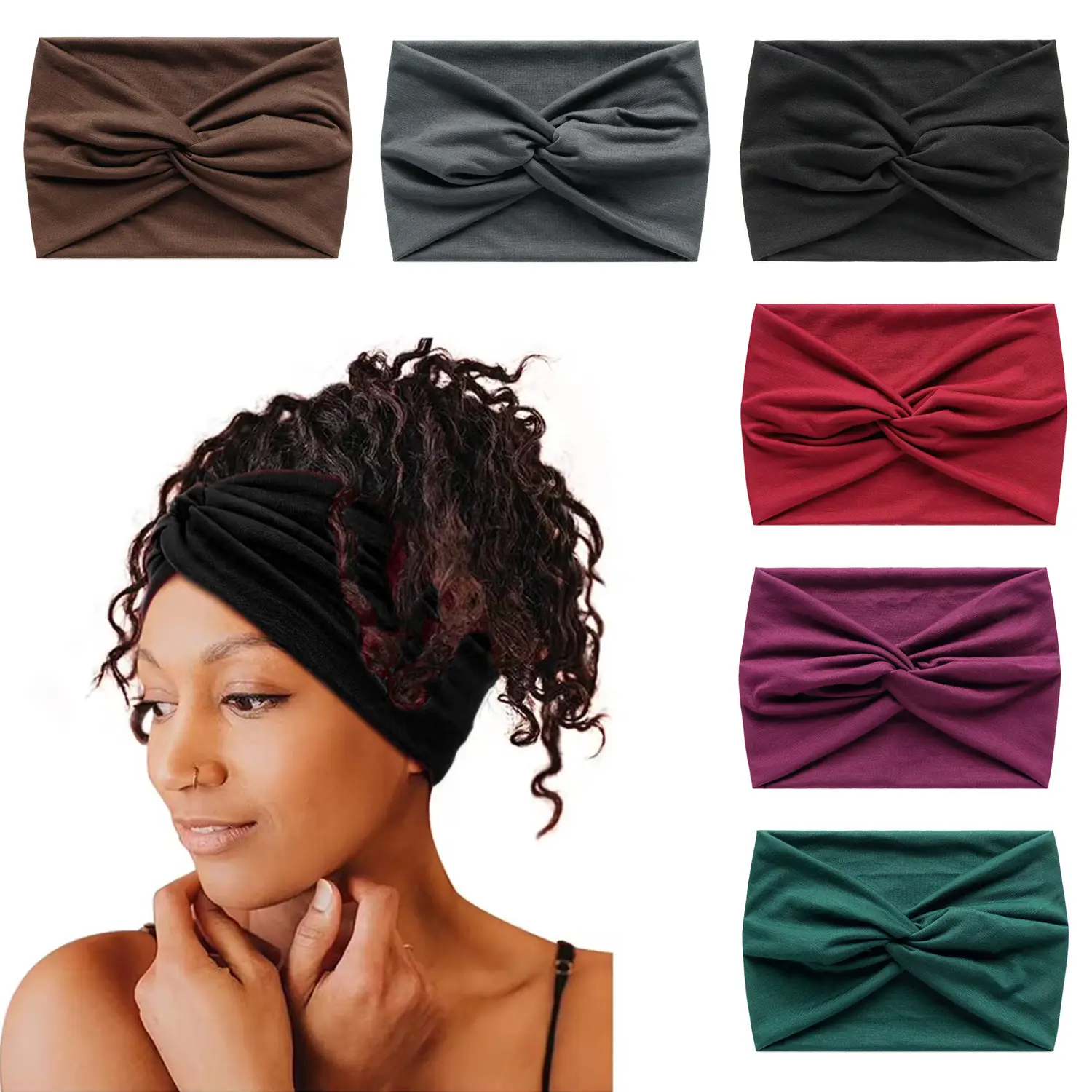 Pink Cross Elastic Sports Yoga Hair Band