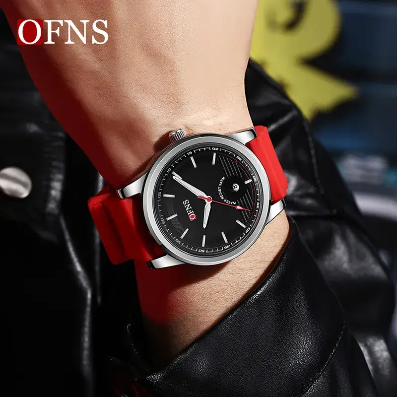 Men's Red Silicone Analog Watch with Calendar - Image 11
