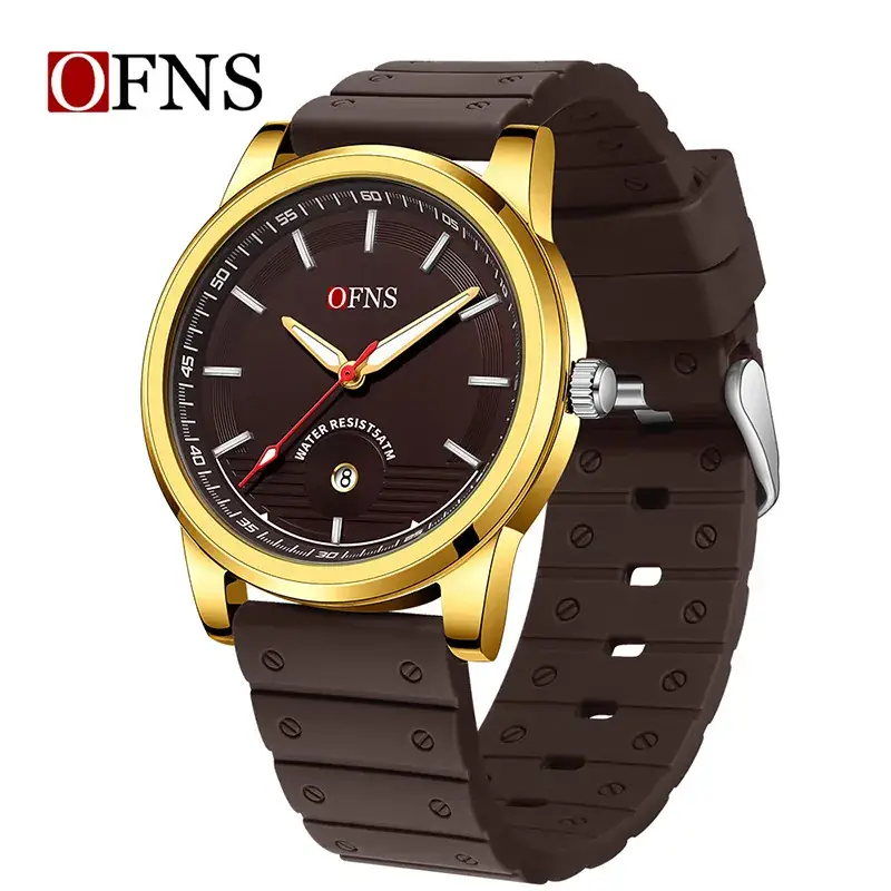 Men's Red Silicone Analog Watch with Calendar - Image 4