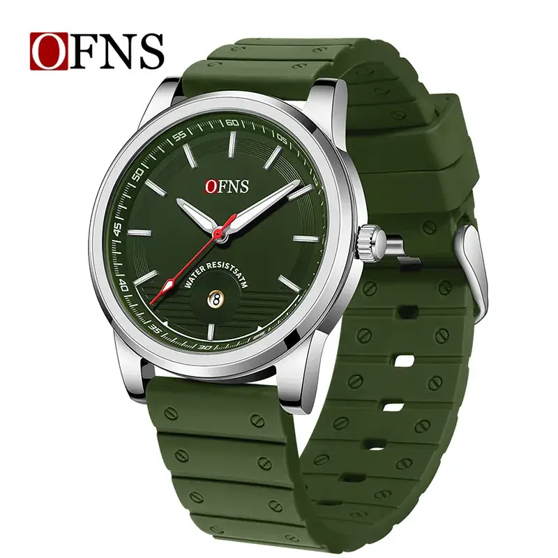 Men's Red Silicone Analog Watch with Calendar - Image 7