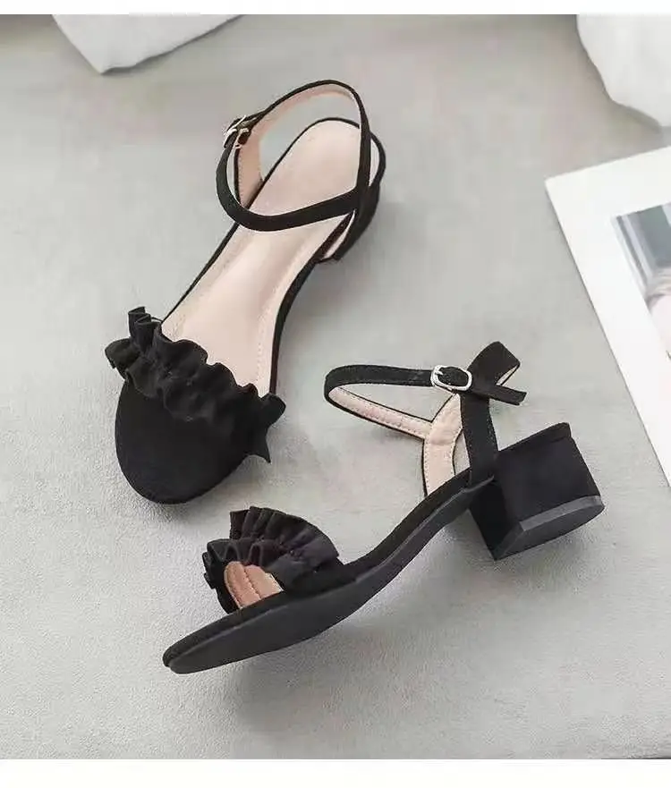 Sandals Women's Summer 2024 New Mid-heel Thick Heel All-match Women's Shoes with Buckle Fairy Style Fashion Women's Shoes with Skirt — feature 8