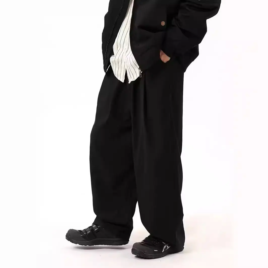 Coffee Wide Leg Loose Pants for Men Women Drapey Korean Style - Image 3
