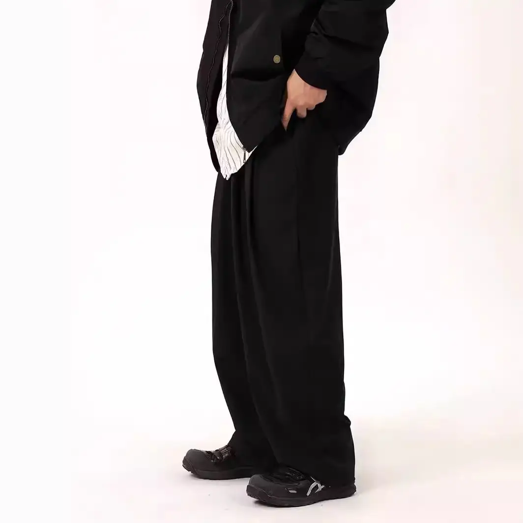Coffee Wide Leg Loose Pants for Men Women Drapey Korean Style - Image 4