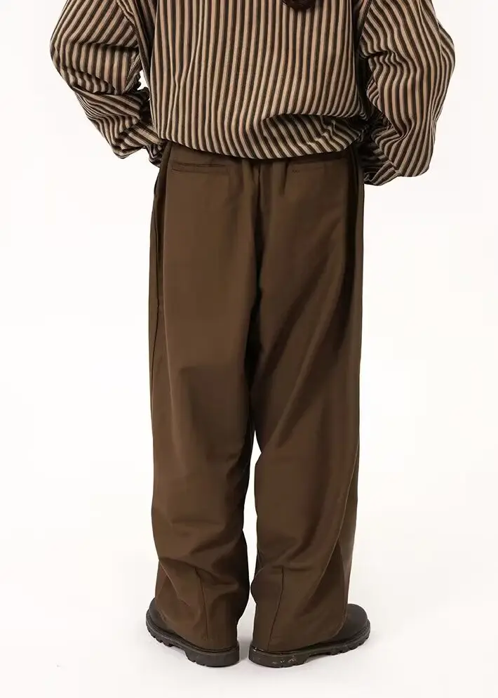 Coffee Wide Leg Loose Pants for Men Women Drapey Korean Style — feature 15