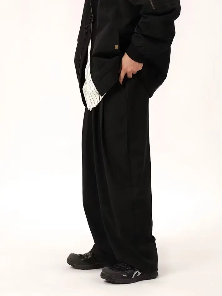 Coffee Wide Leg Loose Pants for Men Women Drapey Korean Style — feature 16