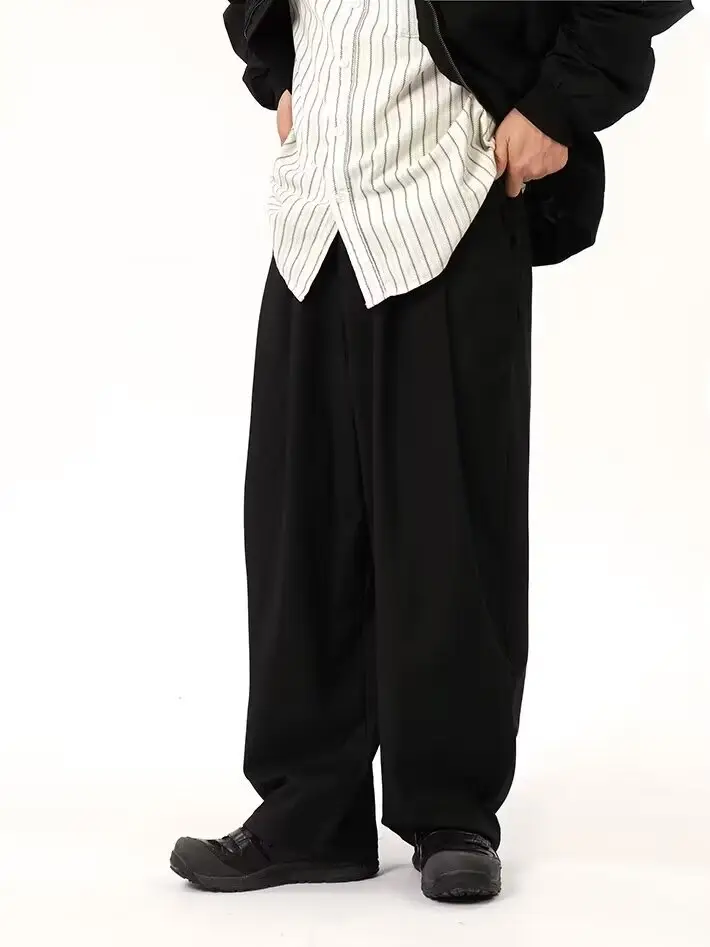 Coffee Wide Leg Loose Pants for Men Women Drapey Korean Style — feature 17