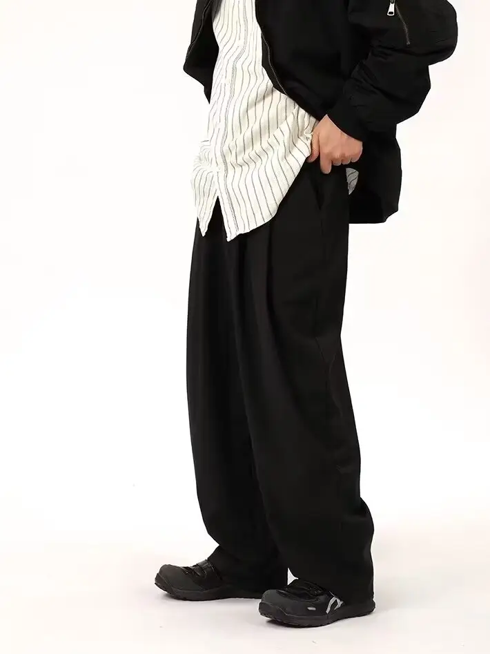 Coffee Wide Leg Loose Pants for Men Women Drapey Korean Style — feature 18