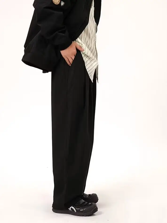Coffee Wide Leg Loose Pants for Men Women Drapey Korean Style — feature 19