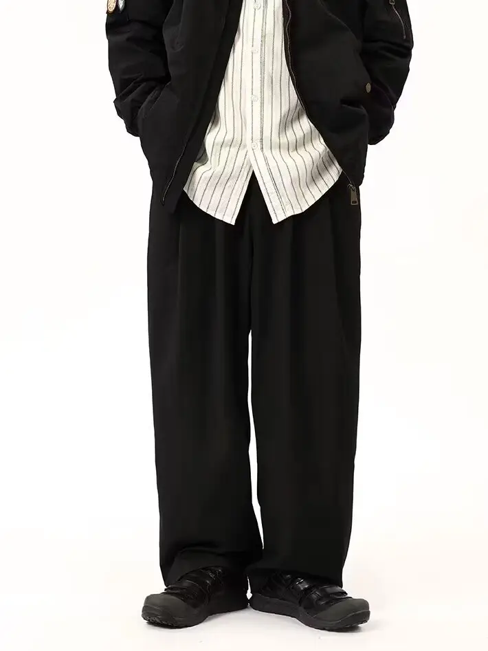 Coffee Wide Leg Loose Pants for Men Women Drapey Korean Style — feature 20