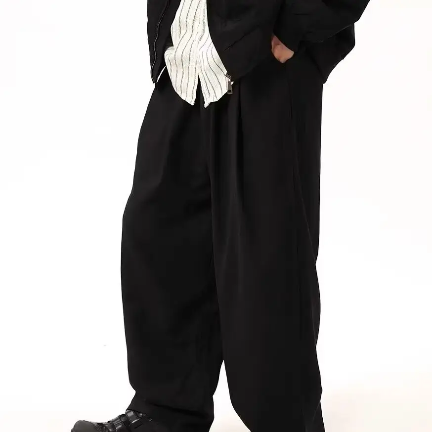 Coffee Wide Leg Loose Pants for Men Women Drapey Korean Style — feature 21